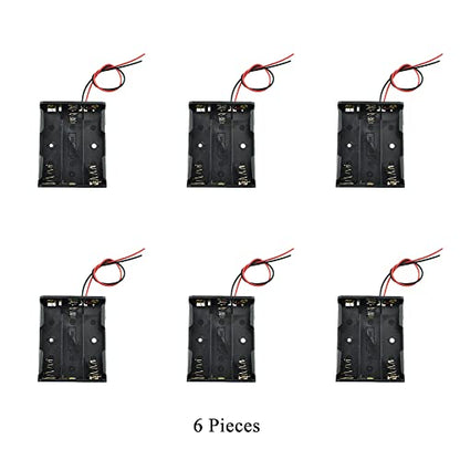 HAHIYO 4.5V AA Battery Holder Bundle Series with Wire Sturdy Clapm Flexible Springs Contact Build-in Harnesses Batteries Black Case Easy Install 6 Pieces for Wall Clocks Ham Radio Kids Toys - style: Without cover-3AA-6P