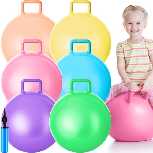 Lewtemi 6 Pcs Hopper Ball with Handle, 15 Inch, Light Colors - color: Light Colors, size: 15 Inch
