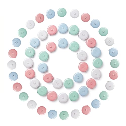 60 Pack Soft Retractable Measuring Tape - 1.5M/60 Inch Double Scale Body & Fabric Tape Measure for Sewing Tailoring Craft Weight Loss Home Use (Nordic Green, Candy White, Nordic Pink, Nordic Blue)