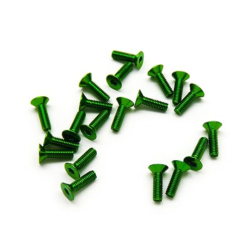 20pcs M3 Countersunk Screws 6063 Aluminum Hex Socket (Anodized Colors) (6mm / 10mm / 16mm / 20mm) (M3x10mm, Green) - color: Green, size: M3x10mm