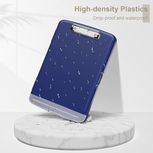 Piasoenc Clipboard with Storage, 8.5 x 11 Clip Board with Pen Holder,Blue - color: Navy Blue