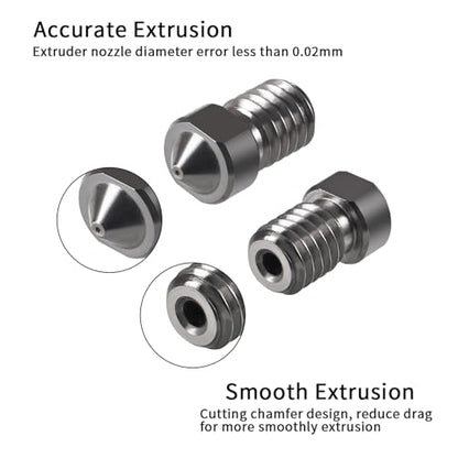 Aokin 3 Pcs 0.2mm Hardened Steel Nozzles Extruder Nozzles 3D Printer Nozzles for E3D V5 V6 and 3 Pcs 0.15mm Stainless Steel Nozzle Cleaning Needles for 1.75mm Filament 3D Printer with Wrench - color: 0.2mm