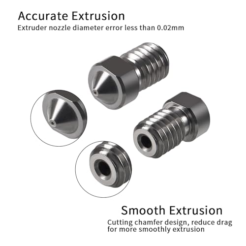 Aokin 3 Pcs 1.0mm Hardened Steel Nozzles Extruder Nozzles 3D Printer Nozzles for E3D V5 V6 and 3 Pcs 0.8mm Stainless Steel Nozzle Cleaning Needles for 1.75mm Filament 3D Printer with Wrench - color: 1.0mm