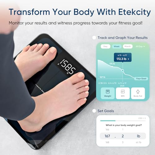 Etekcity Smart Scale for Body Weight, Body Fat and BMI, FSA Eligible - color: Black, size: 11 x 11 inches