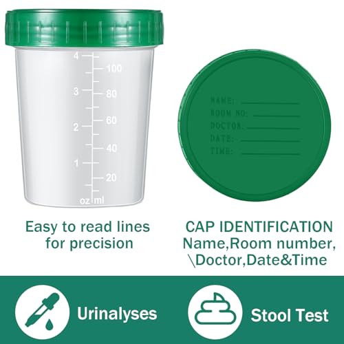 Geiserailie 100 Pcs Urine Cups 4oz Disposable Specimen Container,Green - color: Green