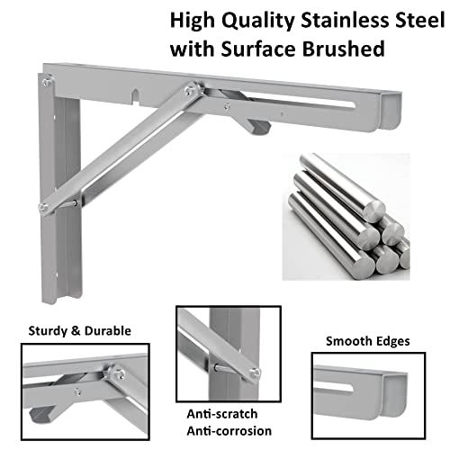 MySit 16" Folding Shelf Brackets 4 PCS, Max Load 550lb - size: 16 Inch