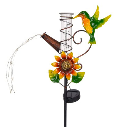 Stargarden Rain Gauge Outdoor-36 Inch Hummingbird Solar Rain Gauge - color: Hummingbird-C
