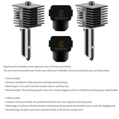 2PCS A1 Mini/A1 Hotend, A1 Mini/A1 Print Head Kit High-Temperature 0.2mm/0.4mm Hardened Steel Nozzle with Silicone Sock Compatible for Bambu Lab A1/A1 Mini 3D Printer, - style: A1 Mini/A1 Print Head Kit 0.2mm and 0.4mm