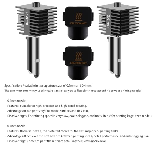 2PCS A1 Mini/A1 Hotend, A1 Mini/A1 Print Head Kit High-Temperature 0.2mm/0.4mm Hardened Steel Nozzle with Silicone Sock Compatible for Bambu Lab A1/A1 Mini 3D Printer, - style: A1 Mini/A1 Print Head Kit 0.2mm and 0.4mm
