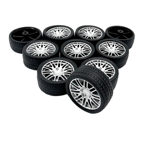 10PCS Toy Car Wheels Rubber Tire Wheels with Metal Shaft for RC Car Truck DIY Model Toy Wheel Replacement Accessories (3x35mm) - style: 3x35mm