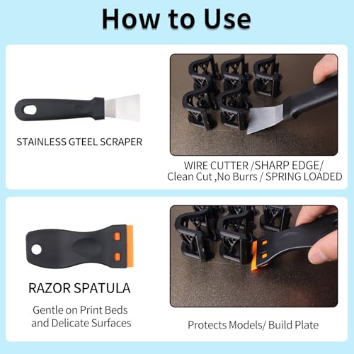3D Printer Tools Kit, 55pcs 3D Printer Accessories for All FDM/SLA Printers Includes Nozzle Cleaning Tools, Removal Scrapers, Finishing Tools, 5 Types of Files,Brushes, Wire Cutter, Engraving Knife