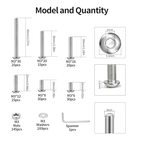 580 PCS M3 Screws Assortment Kit, Hex Button Head Screws with M3 Bolts Set - size: M3