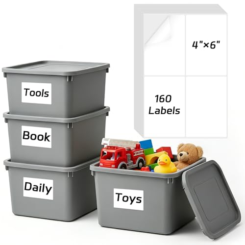 160 Pcs 4x6 Removable Storage Bin Labels, Blank Organizing Stickers - color: White