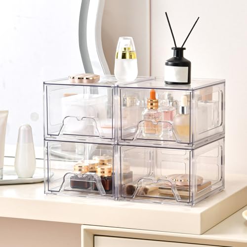 6 Pack Stackable Storage Drawers,Makeup Organizer with Pull-out Drawer