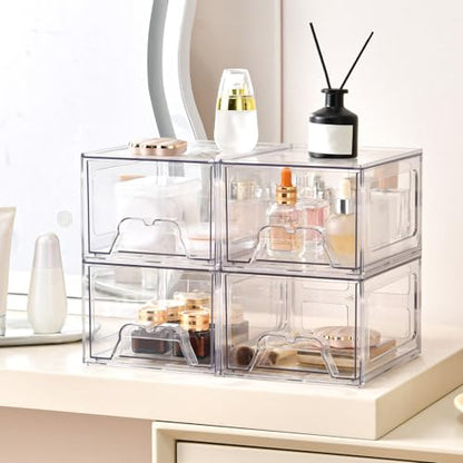 6 Pack Stackable Storage Drawers,Makeup Organizer with Pull-out Drawer