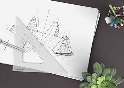 Pacific Arc's Scholastic Triangle - 12 inch - Clear - 45/90 Angle - Plain Edge - Polystyrene - Technical Drawing Tools, Drafting, Architect and Engineering. - style: 12 inch, 45/90