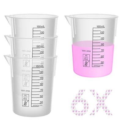 6PCS 150ml Autoclavable Stackable Plastic Beakers, LVB013 - style: 6pcs of 150ml