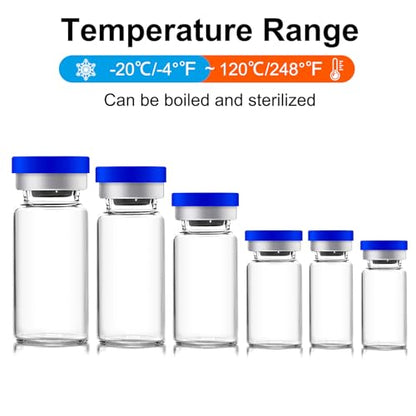 2ml Sealed Sterile Glass Empty Vials for Injection, 10 Pack - size: 2ml
