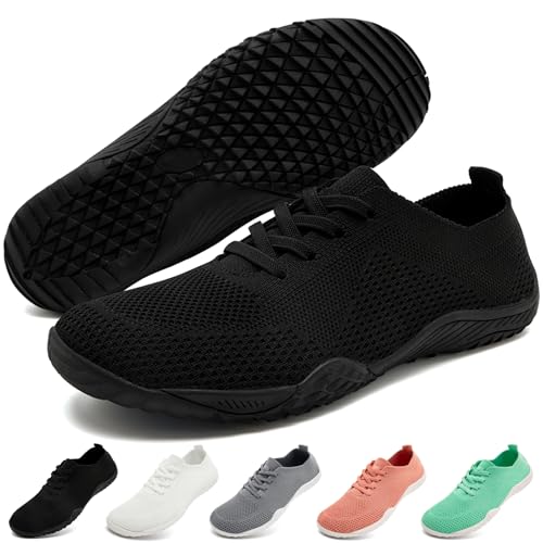 Barefoot Shoes Women Tennis Gym Zero Drop Trail Minimalist Sneakers - color: All Black, size: 8
