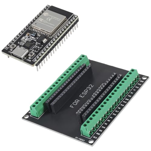 1 Set ESP32S ESP-WROOM-32 Development Board with Screw Terminal Expansion Board, 38-Pin WiFi and Bluetooth Module, USB Type-C CP2102Chip, Dual-Core ESP32 for Arduino IDE & IoT Projects