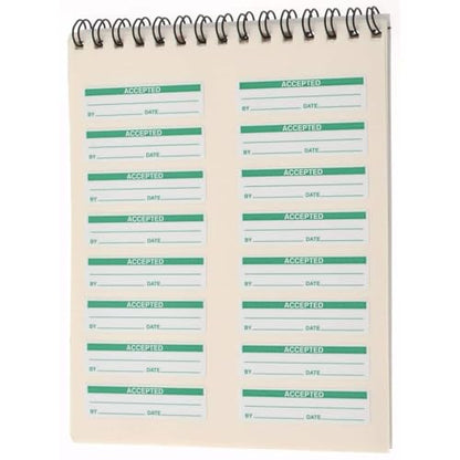 SPI 14-100-2 Removable Adhesive Accepted Labels: 2" x 1/2", Green on White (160 Count) - style: Accepted