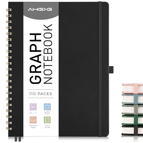 AHGXG Graph Paper Notebook, 110 Pages, A4 (8.5" x 11") - color: Black, style: A4-Graph