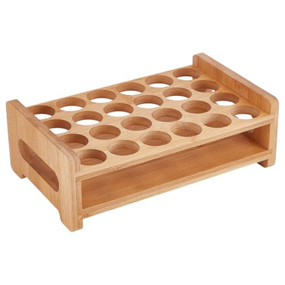 UNICRAFTALE Wooden Test Tube Rack 24-Holes Bamboo Multi-Use Cylinder Tube Display Racks Rectangle Razors Pencils Art Brushes Holder for Laboratory Home Crafting Potted Plant 9.06"x5.63"x3.15" - size: 23x14.3x8cm