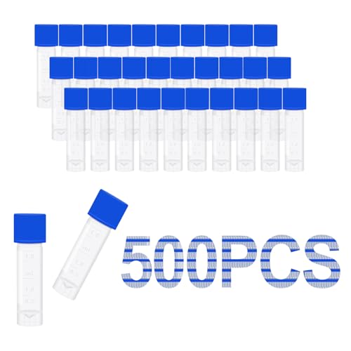 2ml Small Plastic Cryogenic Vials, Leakproof Self-Stand Cryotubes 500pcs - size: 500pcs