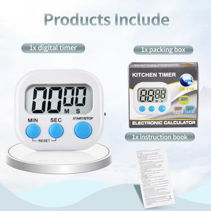 6 Pack Digital Kitchen Timer Magnetic Digital Timer with Big Display Loud Ring Cooking Timers for Cooking, Game, Gym, Break Time, Classroom(6, Multicolor) - color: Colors