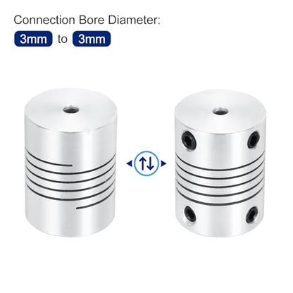 uxcell 4Pcs 3mm to 3mm Aluminum Alloy Shaft Coupling L25xD19 Flexible Coupler Beam Stepper Motor Joint Connector for 3D Printer CNC Machine DIY Encoders and Motors Shaft,Silver - size: 3mm to 3mm