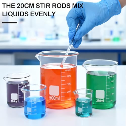 Artcome 5PC Glass Dropper Set - Pipettes Graduated Lab Dropper - 2x10ml Graduated Droppers, 2x Glass Stir Rods with Washing Brush -Ideal for Essential Oils, Lab Use, Liquid Transfer - size: 5 pcs