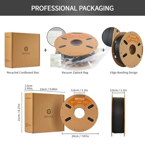 ERYONE Matte 3D Printer PLA Filament 1.75 +/- 0.03mm, Matte Filament PLA 1KG(2.2LBS) Spool, Black - color: Matte Black