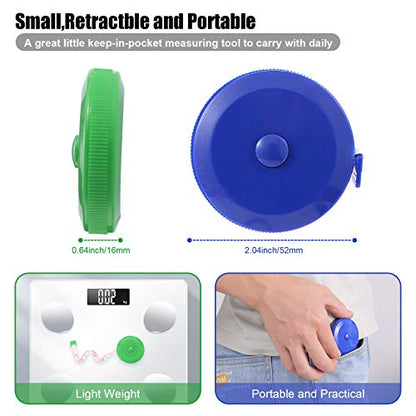 Measuring Tape Retractable, 60 Inch Soft Fabric Tape Measure for Body, Push Button Sewing Measurement Tape for Cloth Waist(3 Pack/Green Black Blue) - color: Green, Black, Blue