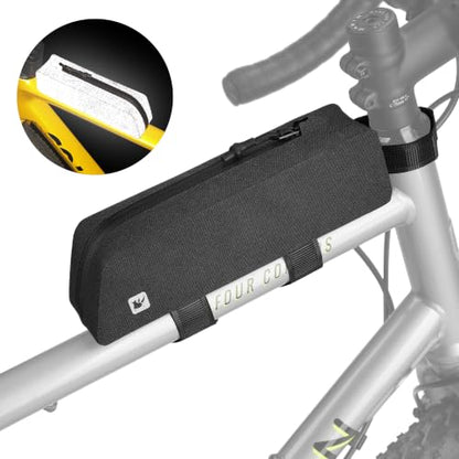 Rhinowalk Bike Frame Bag Waterproof Bicycle Top Tube Bag Cycling Tools Storage Bag for MTB Road Bike Accessory (Reflective Black) - color: Reflective Black