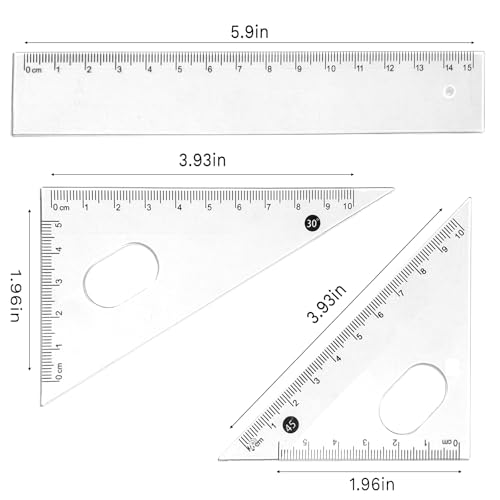 Compass Geometry Tool Protractor and Compass Set with Rulers Math 7 Piece