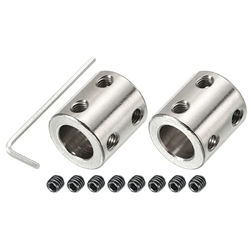 PATIKIL Shaft Coupler Connector L22 x D20 12mm to 12mm Bore Rigid Coupling Stainless Steel Shaft Joint w Screw,Wrench for 3D Printers Silver 2Pack - size: 12mm to 12mm
