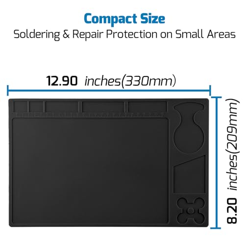 WEP M150 Silicone Soldering Mat 12.9x8.2 inches Heat-resistant with 5 Function Zones, Soldering Mat for, electronics repair, DIY Projects - size: 12.9x8.2 inches