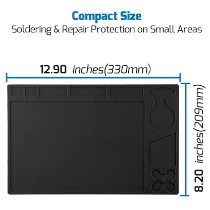 WEP M150 Silicone Soldering Mat 12.9x8.2 inches Heat-resistant with 5 Function Zones, Soldering Mat for, electronics repair, DIY Projects - size: 12.9x8.2 inches