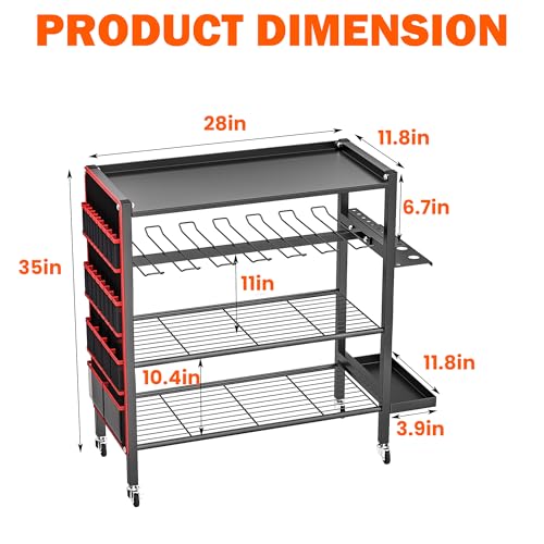 Ultrawall Power Tool Organizer Cart, Rolling Tool Storage Stand with Wheels