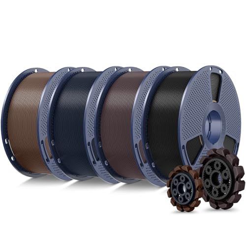 SUNLU PLA+2.0 3D Printer Filament, Multicolor, 4-Pack (4KG) - color: 1kg*4 Black+chestnut Black+midnight Black+coffee Brown, size: 4kg