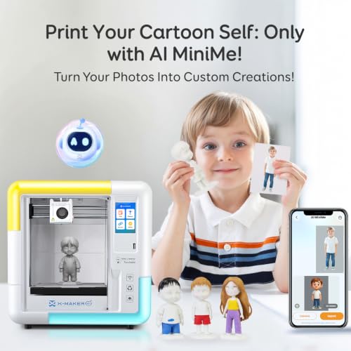 AOSEED AI 3D Printer for Kids, Fast 400mm/s, 1500+ Models, Enclosed Safe - color: White (X-MAKER AI+) + 1 PLA