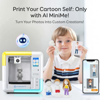AOSEED AI 3D Printer for Kids, Fast 400mm/s, 1500+ Models, Enclosed Safe - color: White (X-MAKER AI+) + 1 PLA