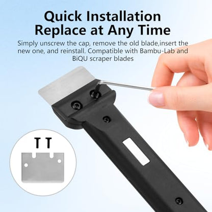 3D Printer Scraper, Universal SK5 Carbon Steel 3D Printing Scraper Tool with Magnetic Design, Compatible with Bambu Lab A1 Mini P1 X1 Series Creality Ender 3 Anycubic 3D Printer Hot Bed (Black) - color: Black