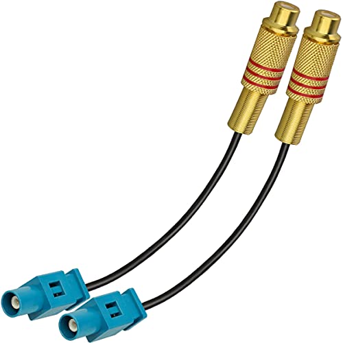 TUOLNK 2 Pack 6inch Fakra Z Waterblue Male to RCA Female Pigtail Jumper Coaxial Cable for Car DVD Extension Cable RG174 Coax Cable