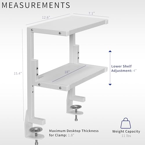 VIVO White Clamp-on 13 inch 2-Tier Desk Shelf, STAND-SHELF2CW - color: White, size: 13 inch