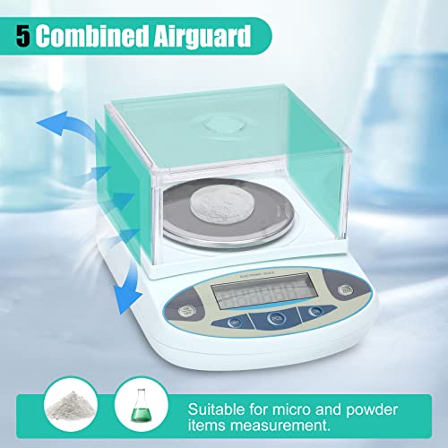 Lab Scale 3000gx0.01g,0.01g Accuracy High Precision 13 Unit Digital Analytical Balance, Electronic Laboratory Precision Gram Scale,Digital Scale with Windshield(with 500g Calibration Weight) - size: 3000gx0.01g
