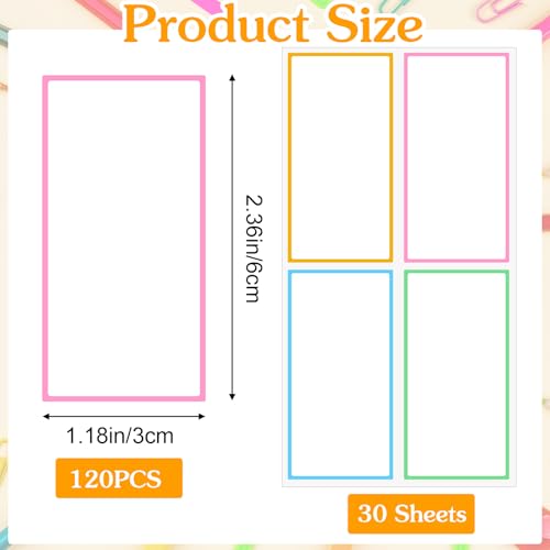 120 Pcs Dry Erase Labels, Waterproof Reusable Dry Erase Stickers Multicolor