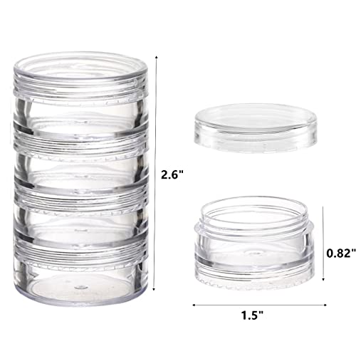 5 Set (20 Pieces) Stackable Cosmetic Containers with Screw Lids and Labels，10 Grams Clear Plastic Empty Jars Small Makeup Sample Containers for Beauty Products - color: Clear, size: 10g (5 Sets, 20 Pieces, Stackable)