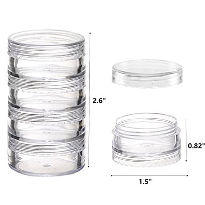 5 Set (20 Pieces) Stackable Cosmetic Containers with Screw Lids and Labels，10 Grams Clear Plastic Empty Jars Small Makeup Sample Containers for Beauty Products - color: Clear, size: 10g (5 Sets, 20 Pieces, Stackable)