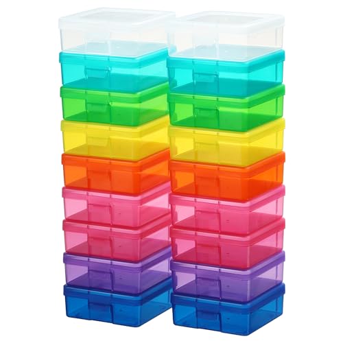 18 Pack Small Colored Plastic Hobby Art Craft Organizer, Mini Plastic Storage Containers with Latching Lid, for Pencil Box, Lego, Crayon - size: Small - 18 Pack Colored